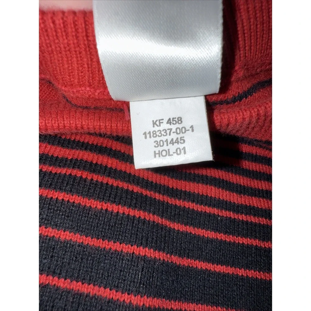 Vintage Old Navy Sweater 12-18 Month Red/black‎ Striped Crewneck Pullover Retro
